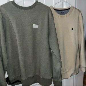 Eddie Bauer Men's Olive and IZod Cream/tan Crewneck Sweater Duo mens large